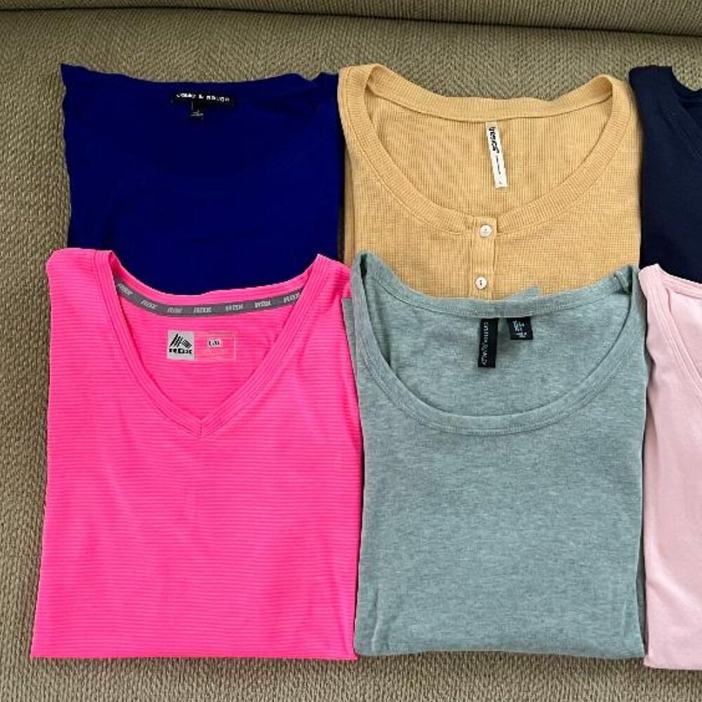 6 Ladies Long Sleeve Tees Size Large, brand names